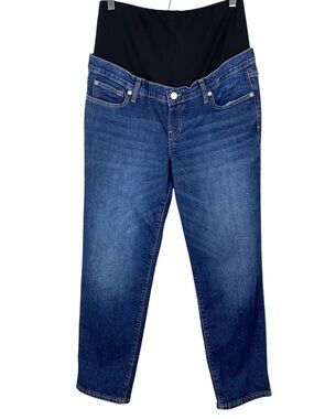 GAP Maternity Jeans Size 30/10R Blue Denim Cropped Straight Leg Full Panel